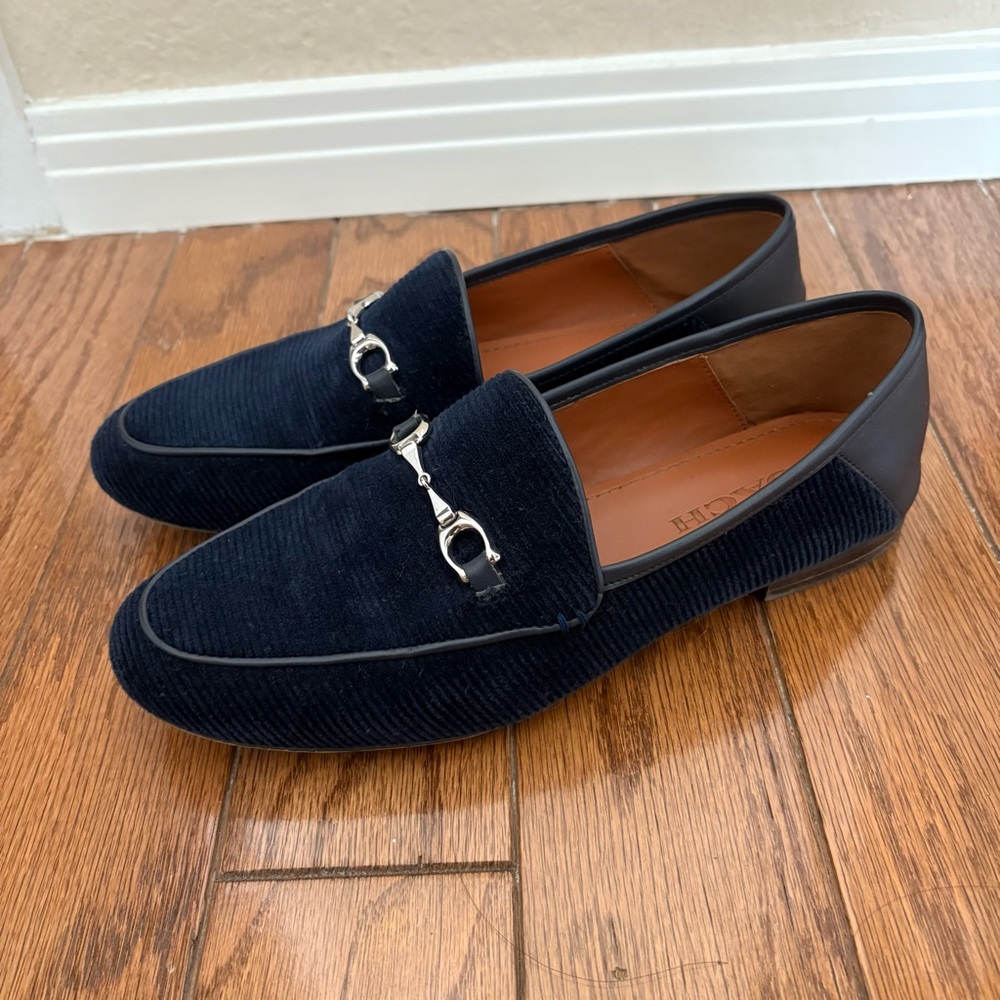 Coach Navy Blue Loafers with Silver Accent